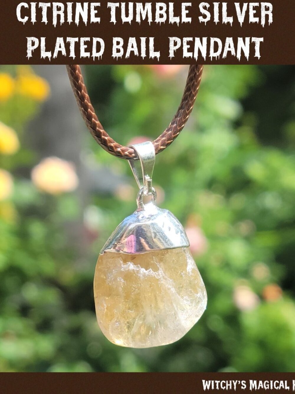Tumbled Citrine Pendant with Silver Bail